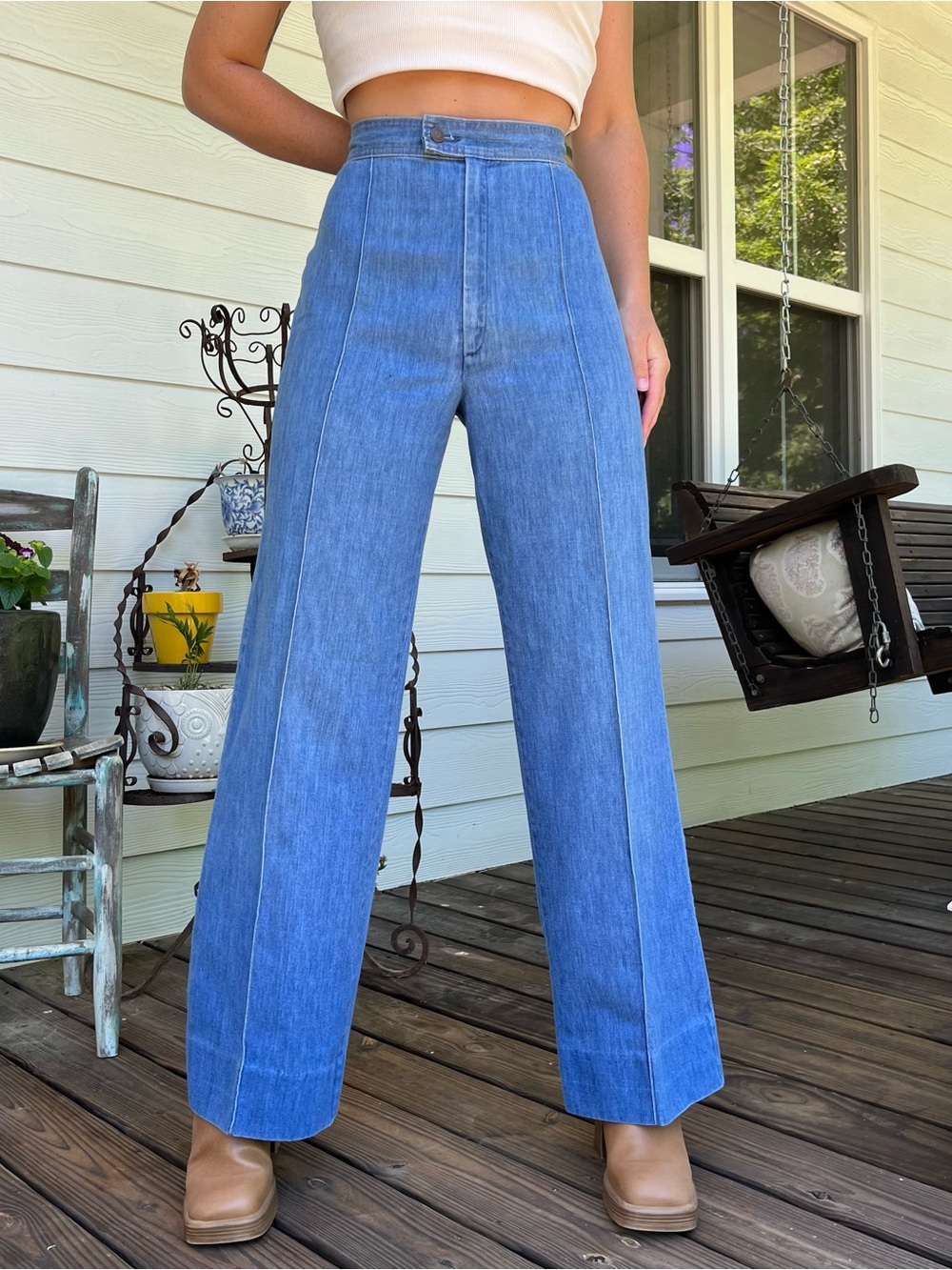 ‘70s Levi’s High Waist Wide Leg Blue Denim Trousers